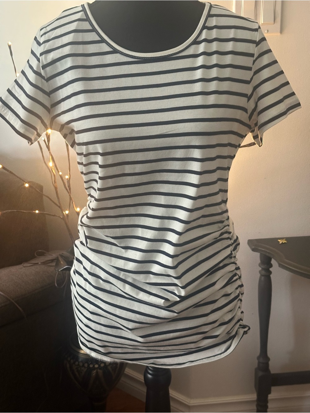 Maternity Striped Short-Sleeve - Black & White